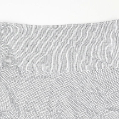 Marks and Spencer Womens Blue Striped Linen A-Line Skirt Size 12 Zip