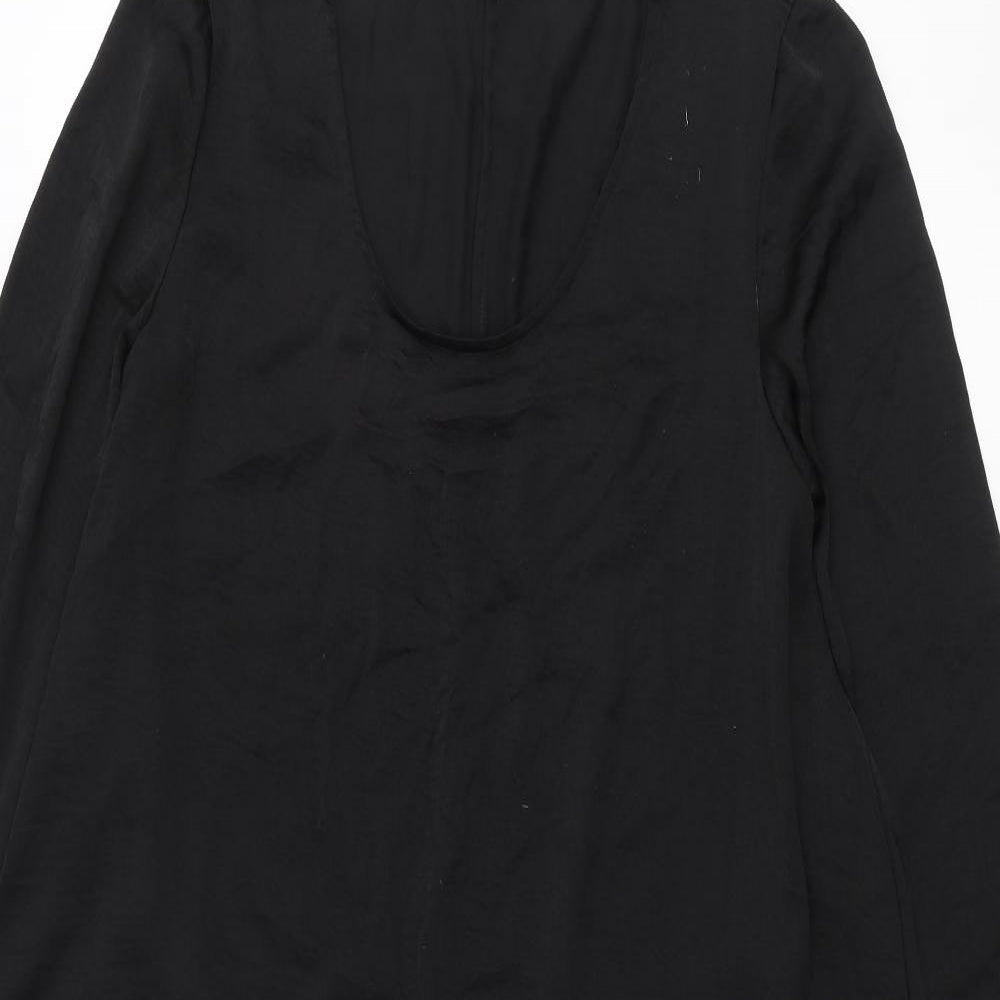 VILA Womens Black Polyester Shift Size L Scoop Neck Pullover - Belted