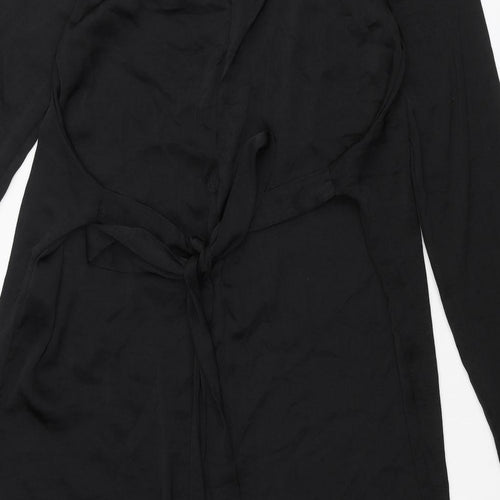 VILA Womens Black Polyester Shift Size L Scoop Neck Pullover - Belted