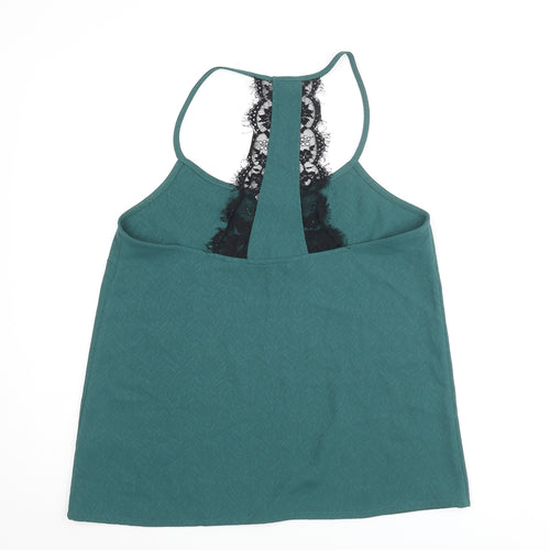 Jack Wills Womens Green Polyester Camisole Blouse Size 12 Scoop Neck - Lace Detail