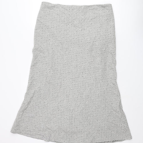 Kaliko Womens Grey Polka Dot Viscose Maxi Skirt Size 18 Zip