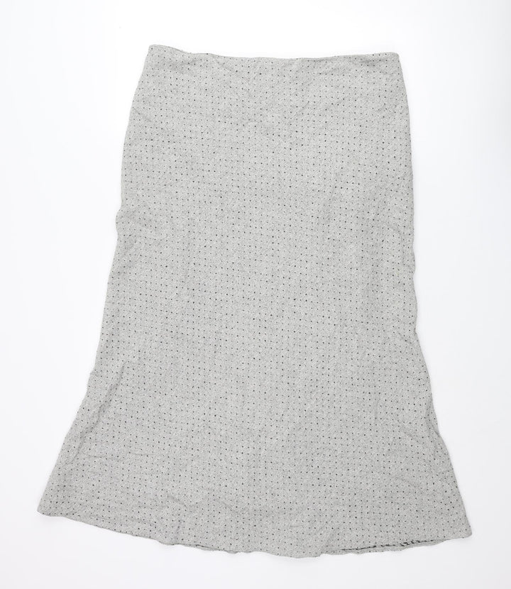Kaliko Womens Grey Polka Dot Viscose Maxi Skirt Size 18 Zip