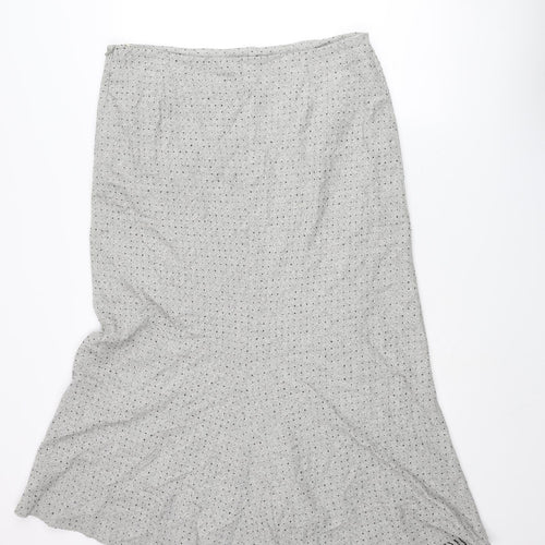 Kaliko Womens Grey Polka Dot Viscose Maxi Skirt Size 18 Zip