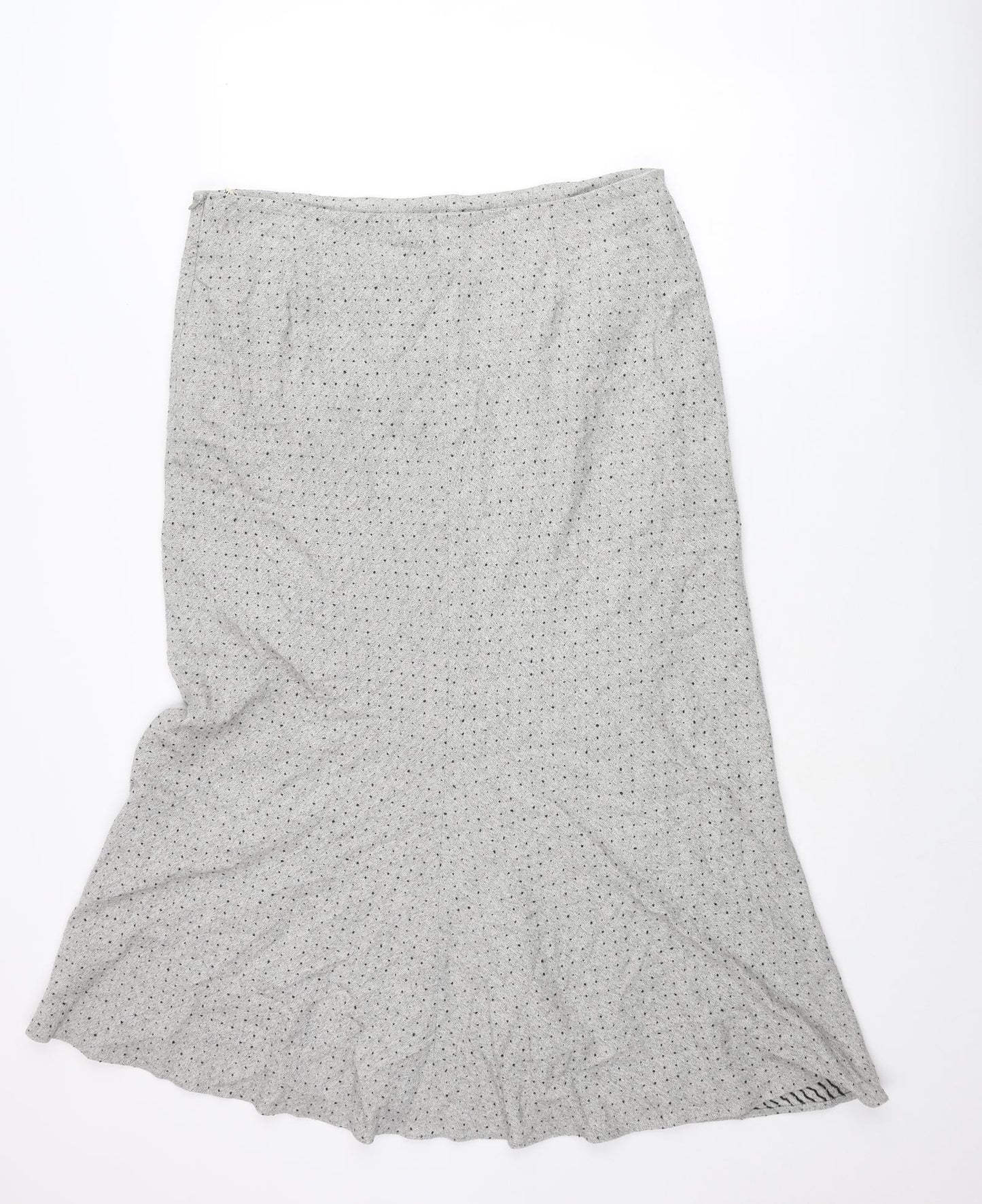 Kaliko Womens Grey Polka Dot Viscose Maxi Skirt Size 18 Zip
