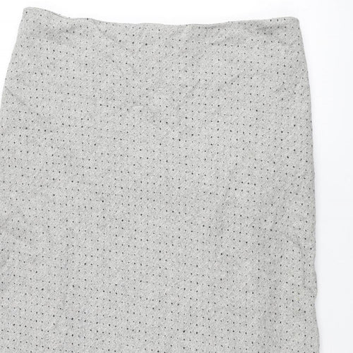 Kaliko Womens Grey Polka Dot Viscose Maxi Skirt Size 18 Zip