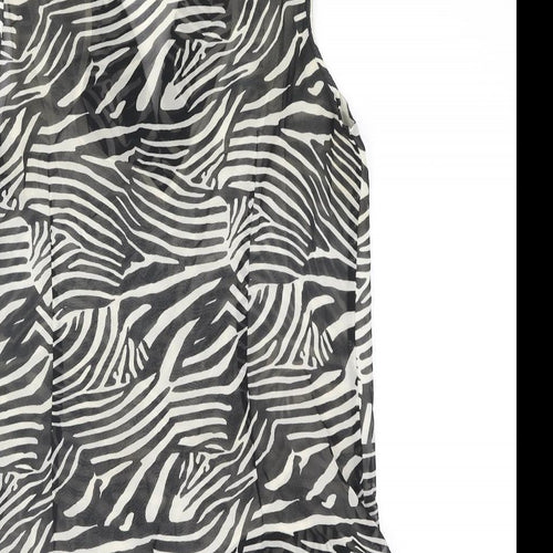 H&M Womens Black Animal Print Polyester Basic Blouse Size 8 V-Neck - Wrap Style Zebra Print