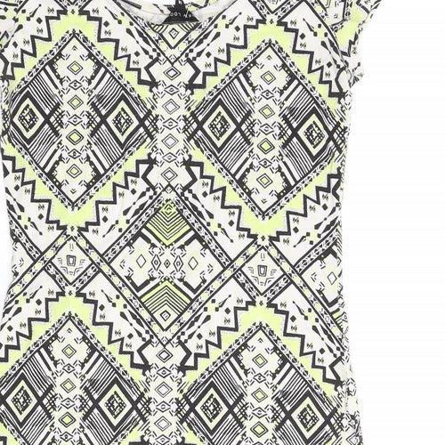 New Look Womens Multicoloured Geometric Cotton Bodycon Size 14 Scoop Neck Pullover