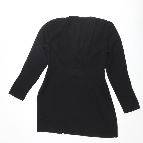 ASOS Womens Black Polyester Mini Size 10 V-Neck Zip - Knot Detail Cut Out