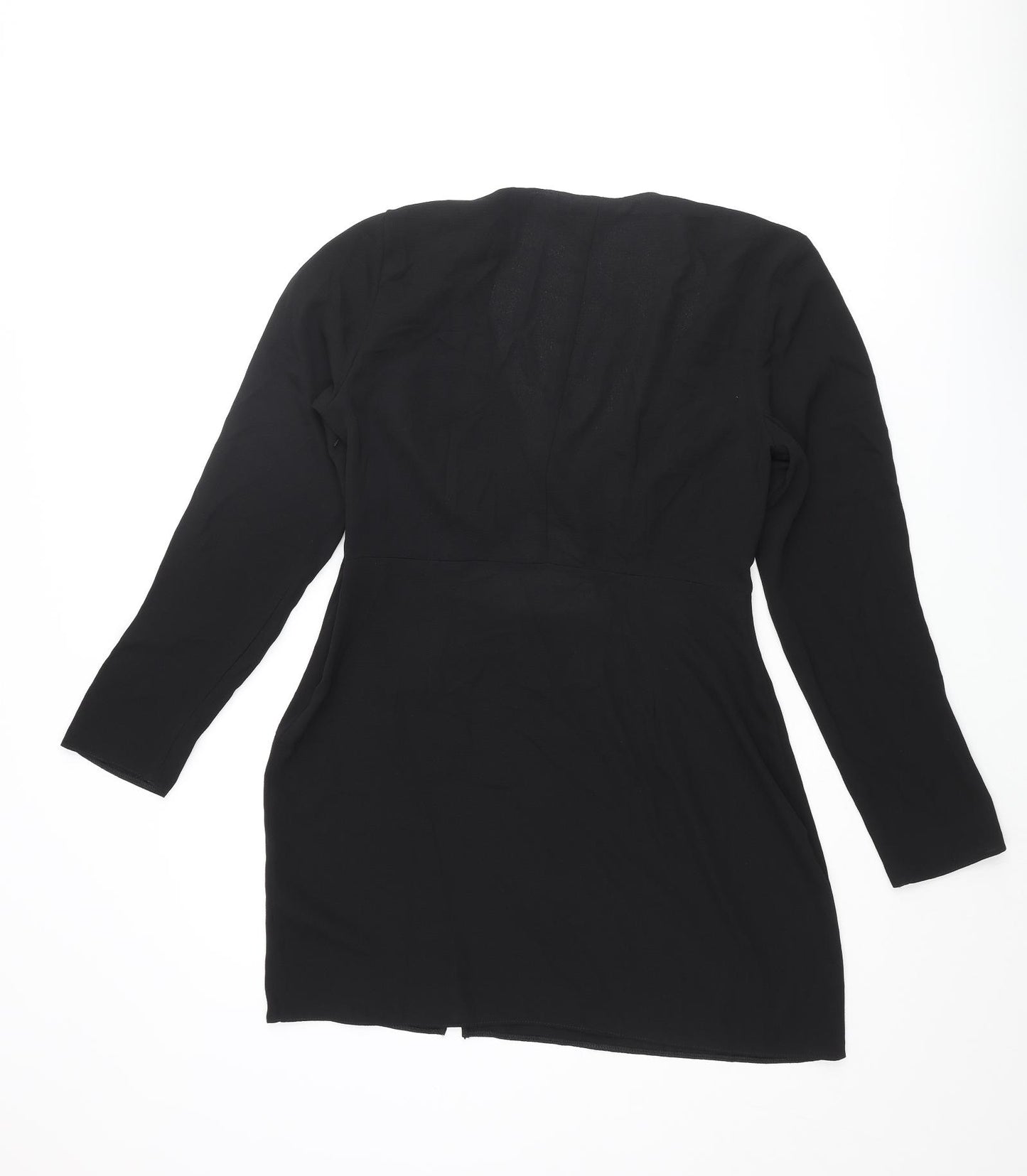 ASOS Womens Black Polyester Mini Size 10 V-Neck Zip - Knot Detail Cut Out