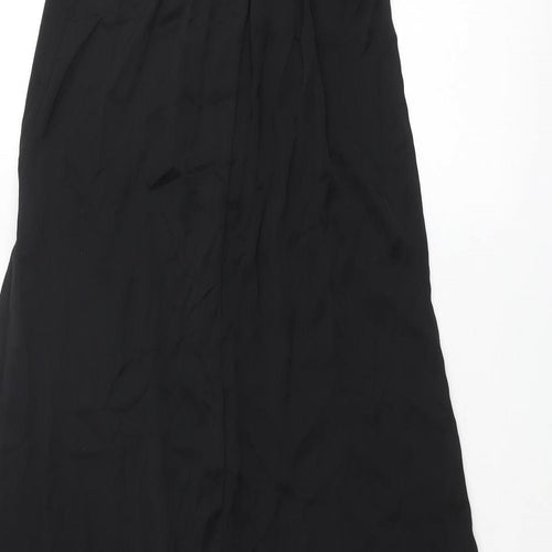Stradivarius Womens Black Polyester Slip Dress Size XS Sweetheart Tie - Keyhole Drawstring Front