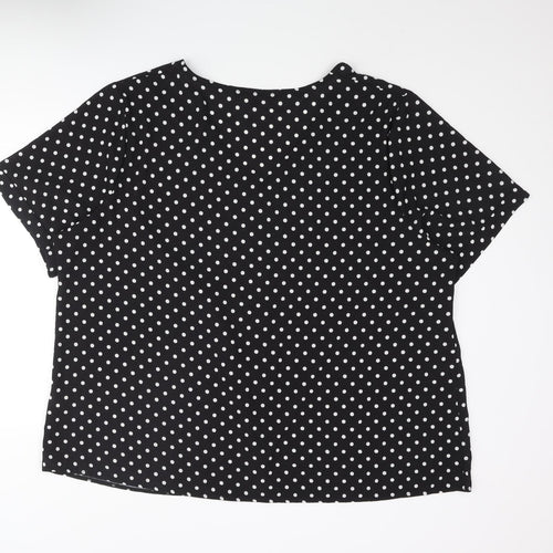 Capsule Womens Black Polka Dot Polyester Basic Blouse Size 28 V-Neck - Button Detail