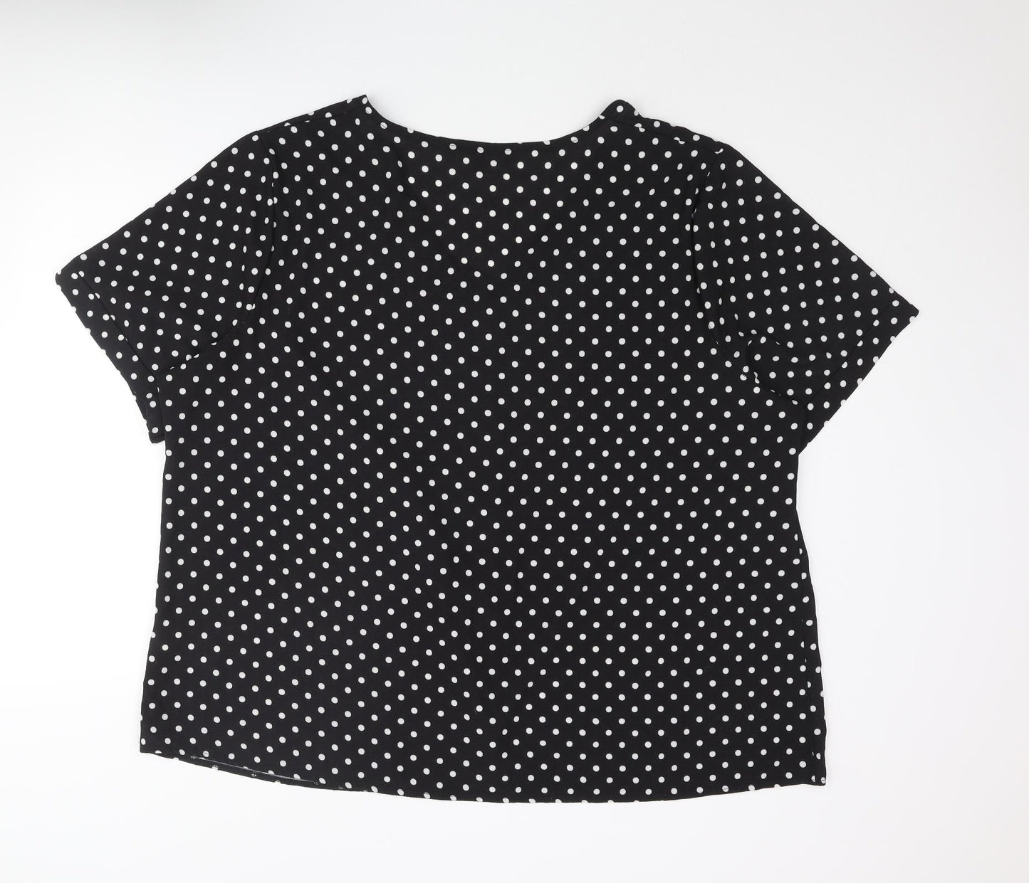 Capsule Womens Black Polka Dot Polyester Basic Blouse Size 28 V-Neck - Button Detail