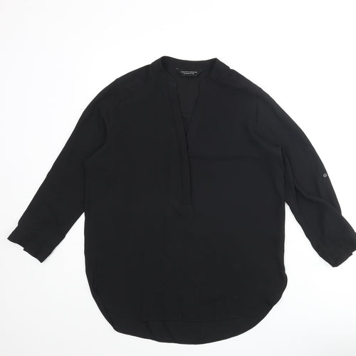 Dorothy Perkins Womens Black Polyester Basic Blouse Size 8 V-Neck