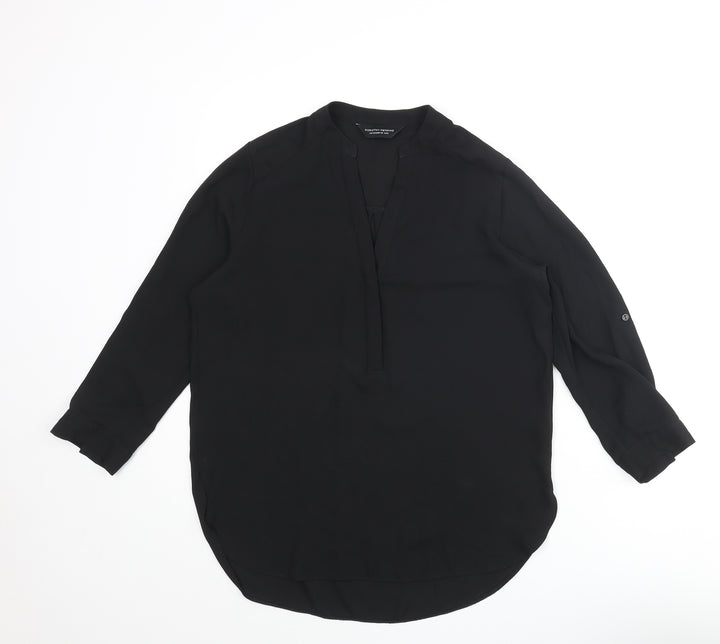 Dorothy Perkins Womens Black Polyester Basic Blouse Size 8 V-Neck