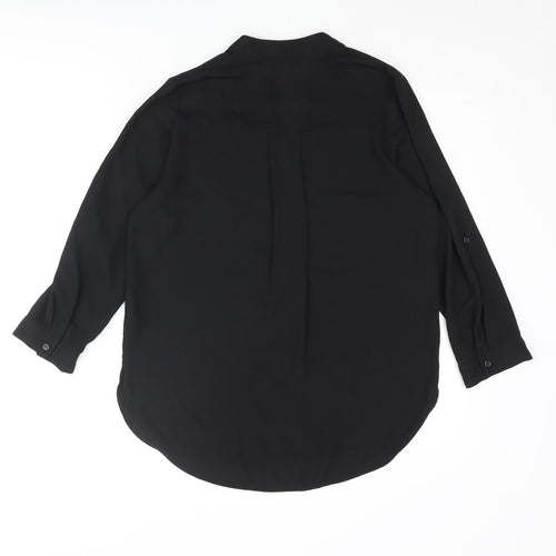 Dorothy Perkins Womens Black Polyester Basic Blouse Size 8 V-Neck