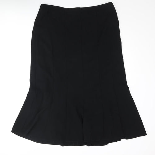 FRANK WALDER Womens Black Acetate Trumpet Skirt Size 18 Zip