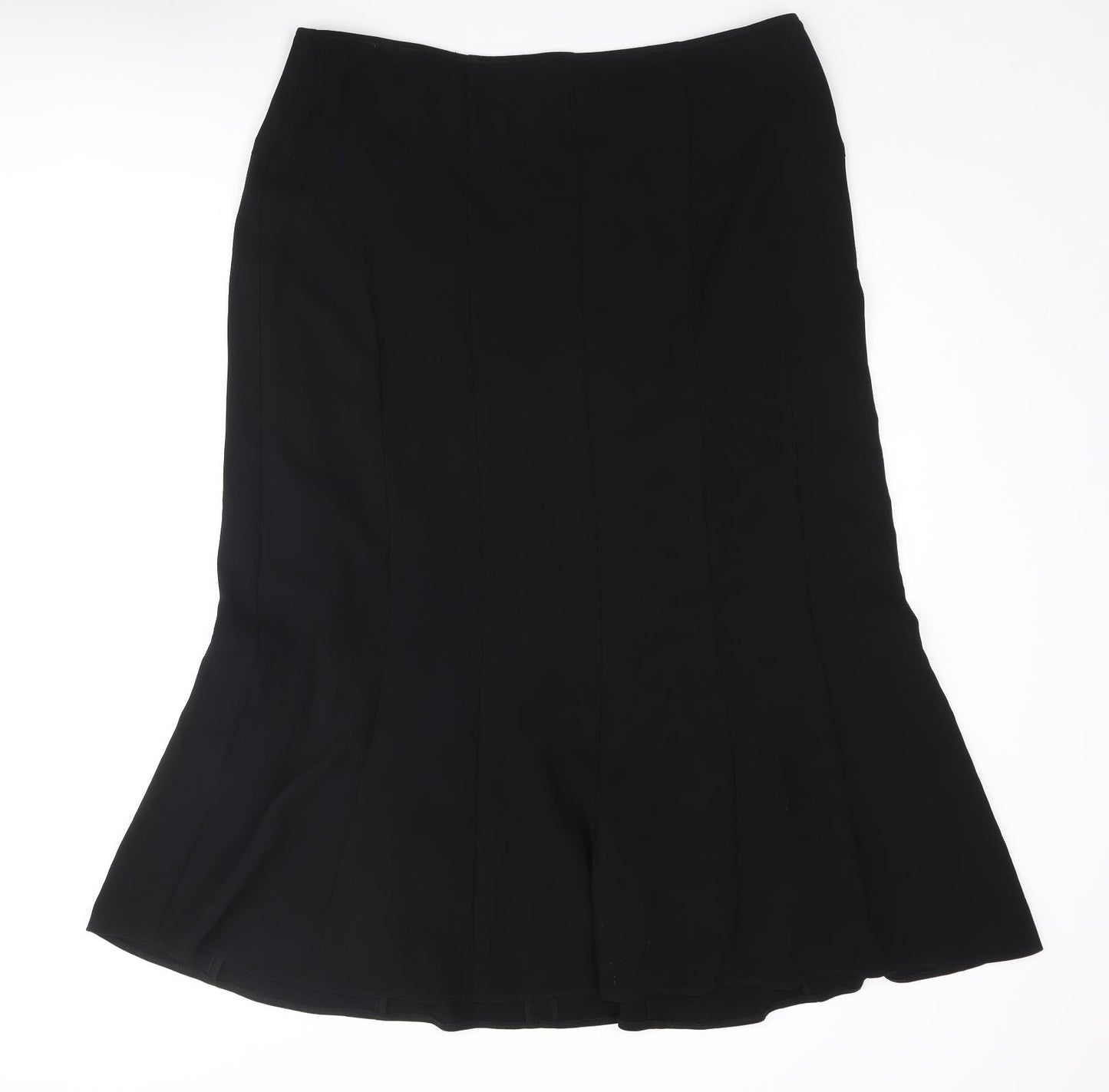 FRANK WALDER Womens Black Acetate Trumpet Skirt Size 18 Zip