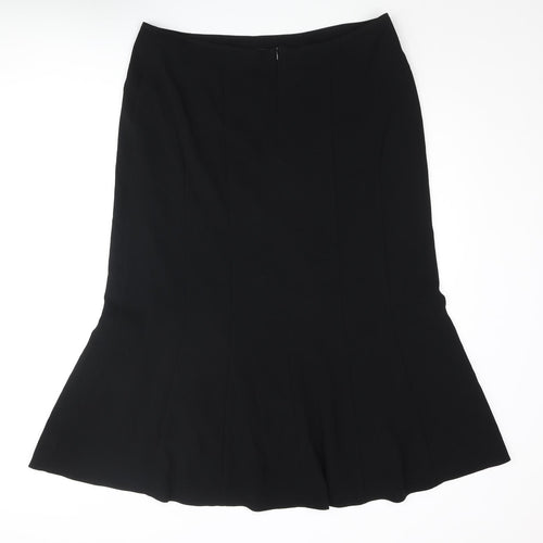 FRANK WALDER Womens Black Acetate Trumpet Skirt Size 18 Zip