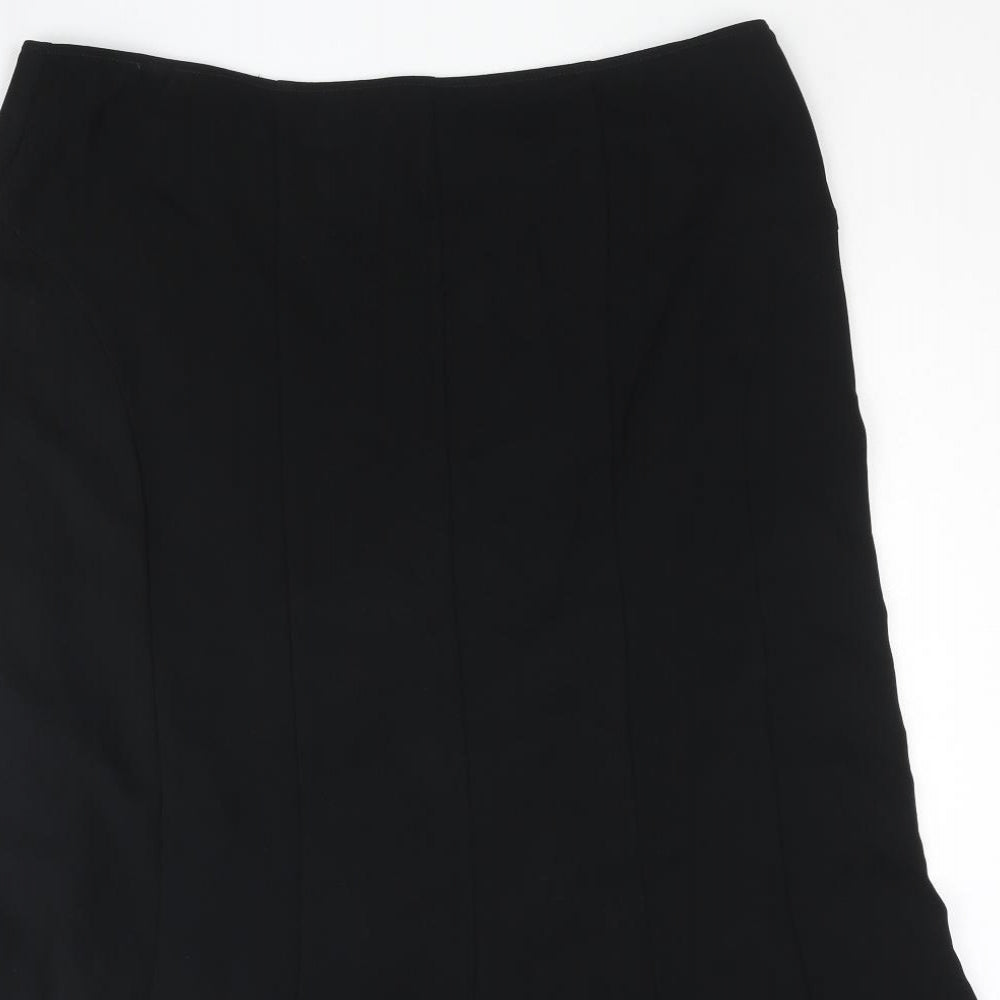 FRANK WALDER Womens Black Acetate Trumpet Skirt Size 18 Zip