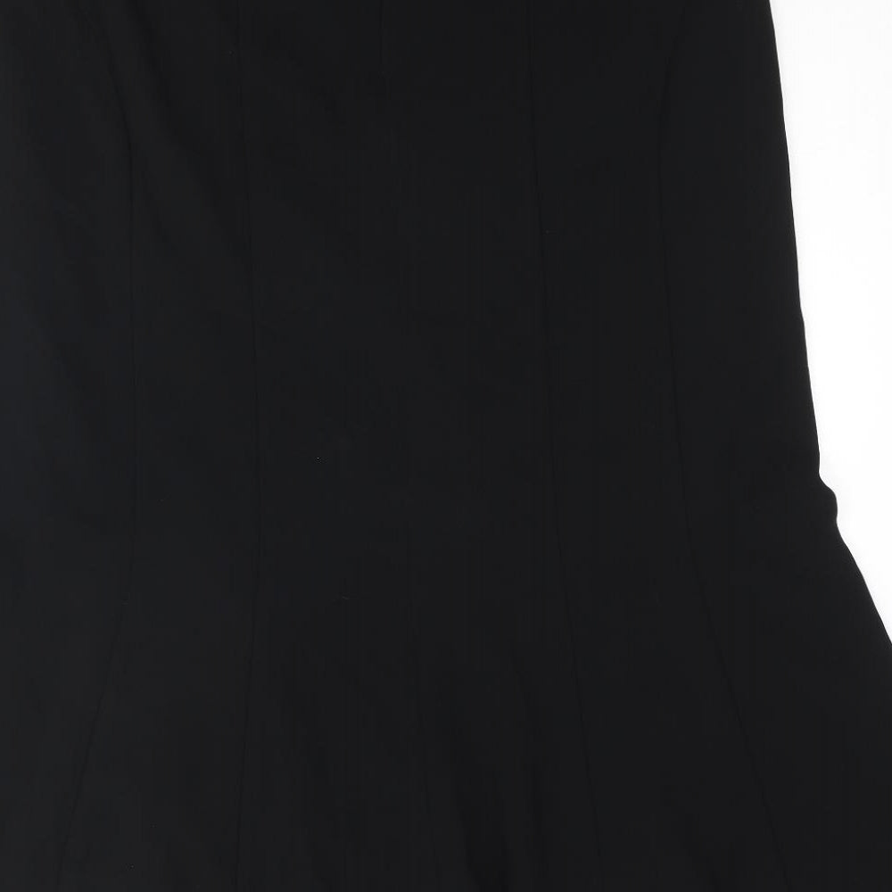 FRANK WALDER Womens Black Acetate Trumpet Skirt Size 18 Zip