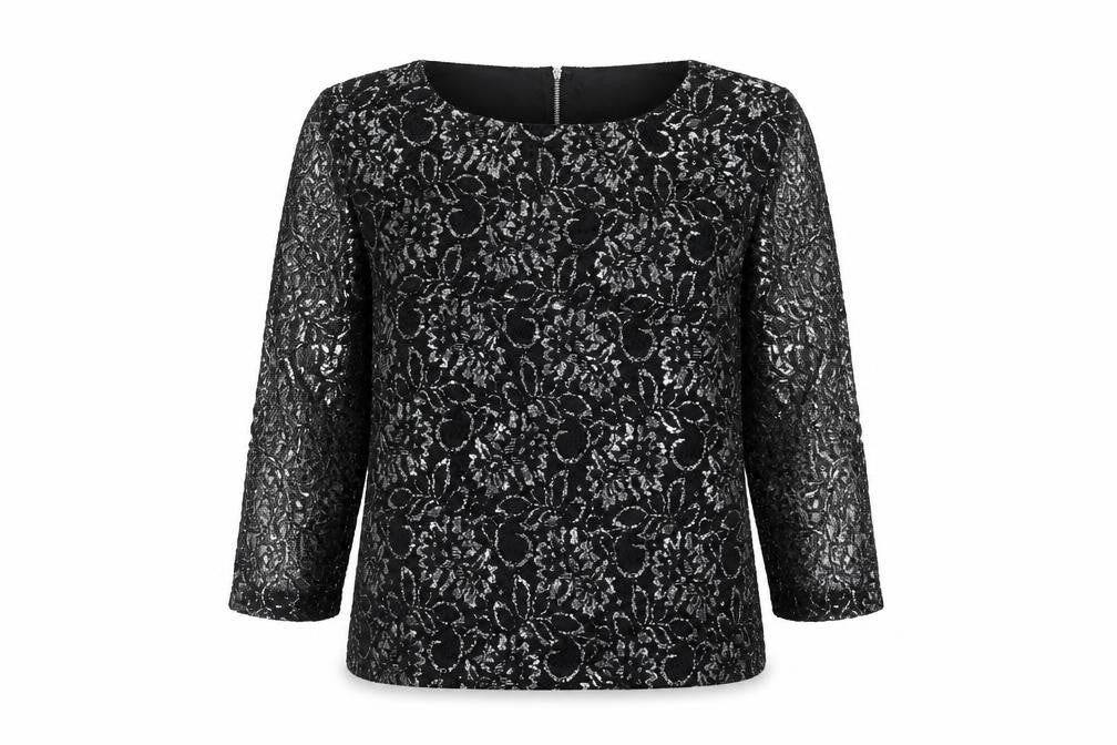 Front view of Changes By Together women’s black polyester basic blouse, size UK 12, round neck
