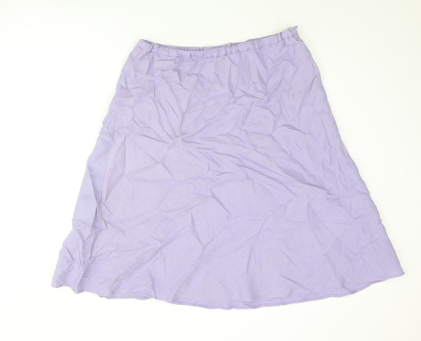 EAST Womens Purple Linen A-Line Skirt Size 16 Zip