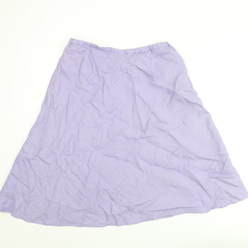 EAST Womens Purple Linen A-Line Skirt Size 16 Zip