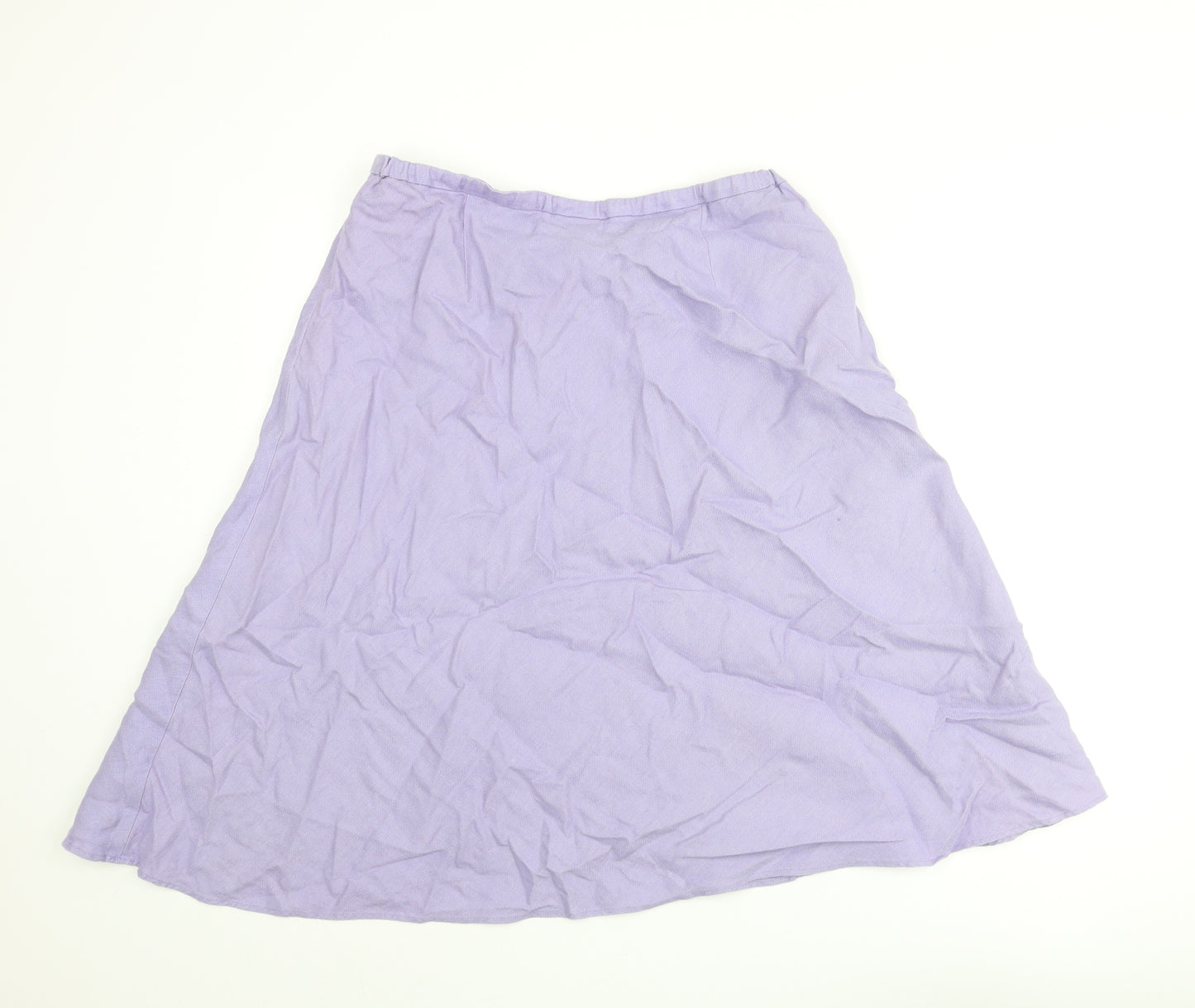 EAST Womens Purple Linen A-Line Skirt Size 16 Zip