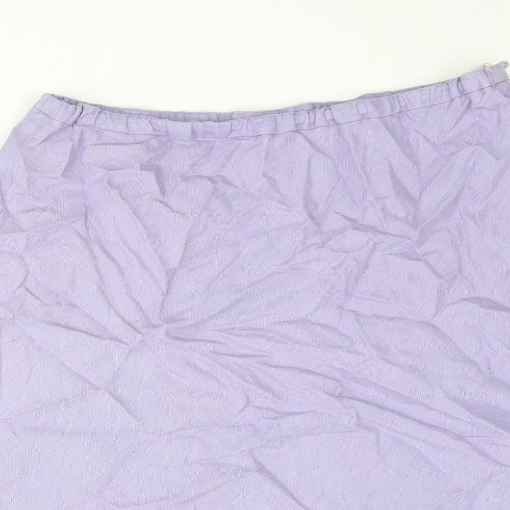 EAST Womens Purple Linen A-Line Skirt Size 16 Zip