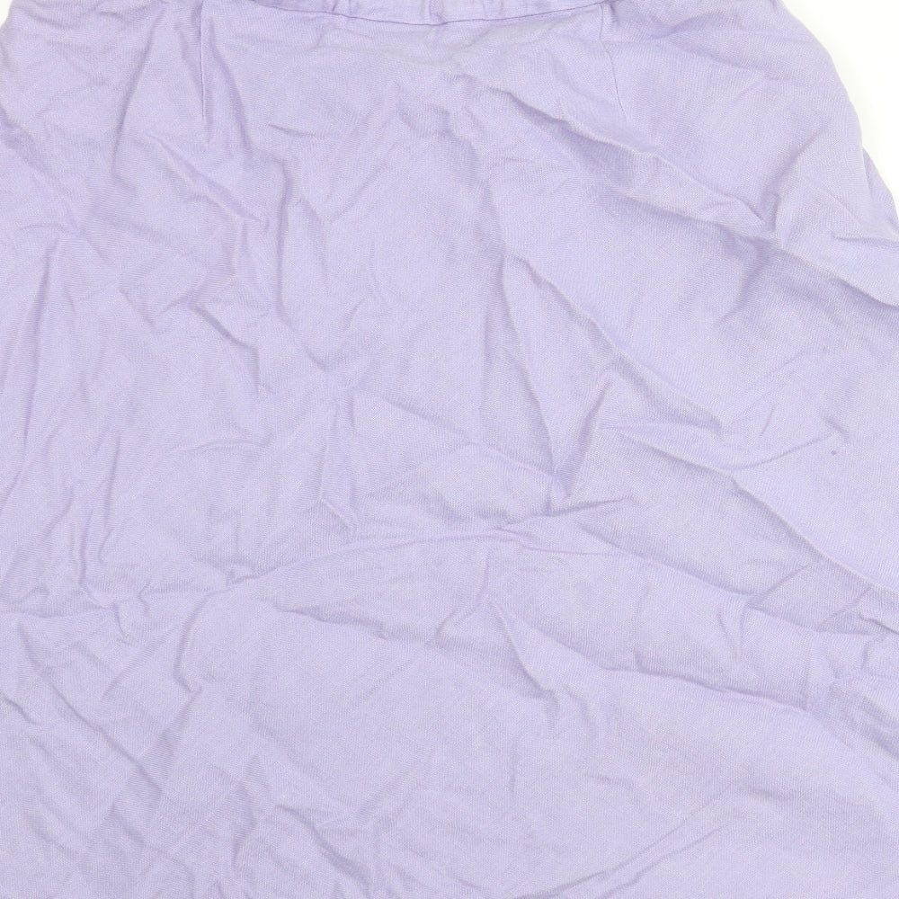 EAST Womens Purple Linen A-Line Skirt Size 16 Zip