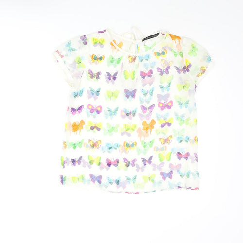 Zara Womens Multicoloured Geometric Polyester Basic Blouse Size M Round Neck - Butterfly Print