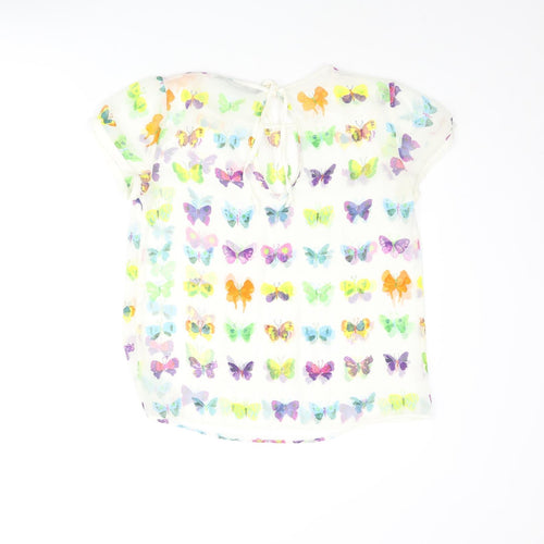Zara Womens Multicoloured Geometric Polyester Basic Blouse Size M Round Neck - Butterfly Print