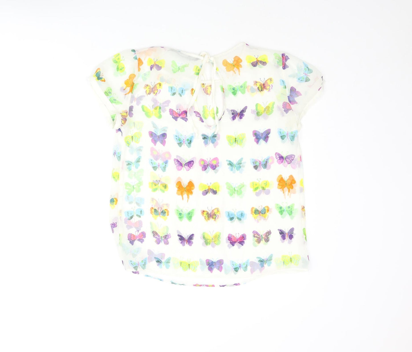 Zara Womens Multicoloured Geometric Polyester Basic Blouse Size M Round Neck - Butterfly Print