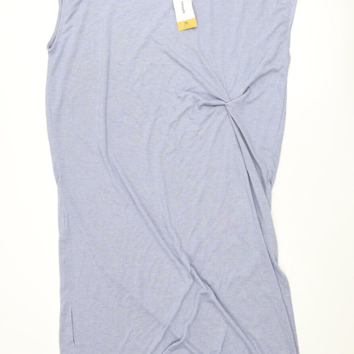 Lefties Womens Blue Polyester Jumper Dress Size XL Round Neck Pullover - Knot Detail