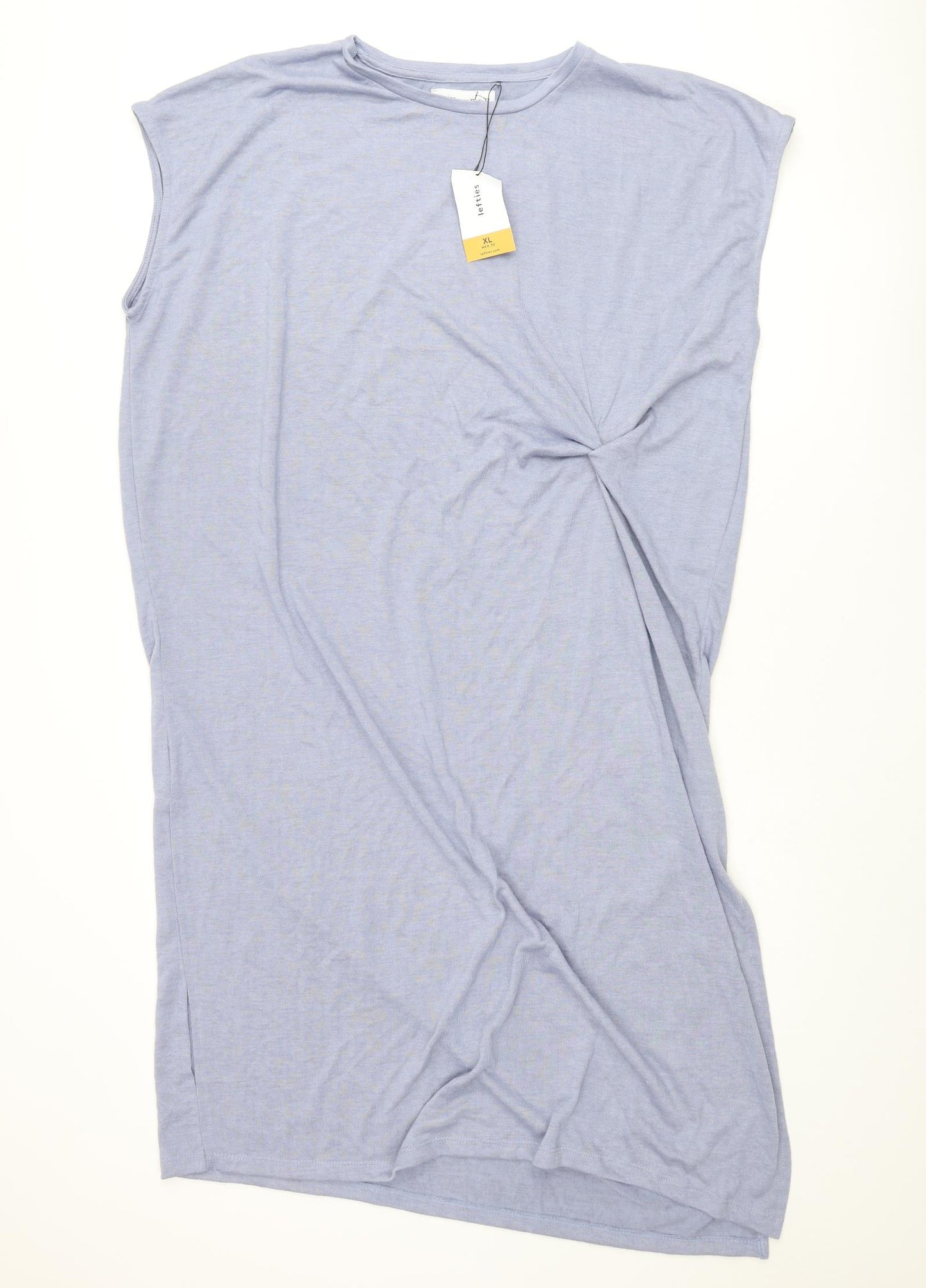 Lefties Womens Blue Polyester Jumper Dress Size XL Round Neck Pullover - Knot Detail