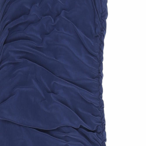PRETTYLITTLETHING Womens Blue Polyester Bodycon Size 10 Sweetheart Pullover - Rouched