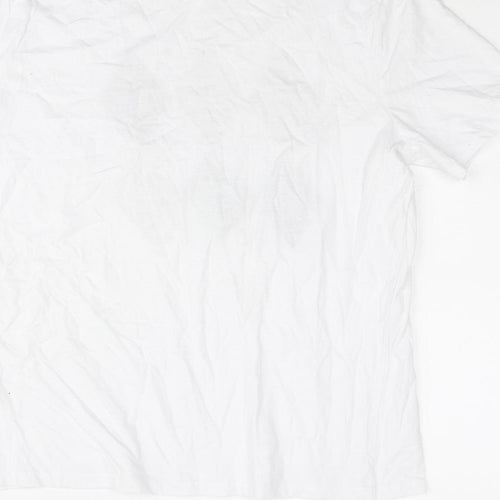 New Look Womens White Cotton Basic T-Shirt Size 12 Round Neck - Diamond Print