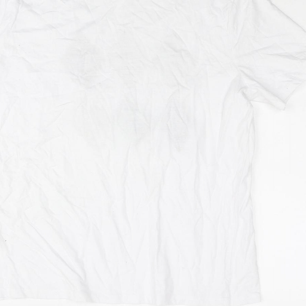 New Look Womens White Cotton Basic T-Shirt Size 12 Round Neck - Diamond Print