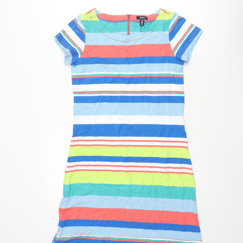 Hatley Womens Multicoloured Striped Cotton T-Shirt Dress Size S Round Neck Zip