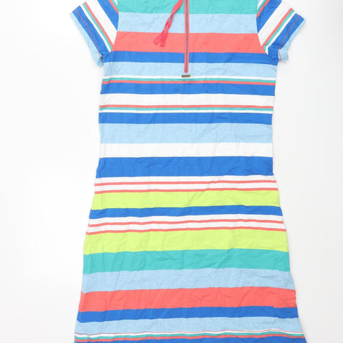 Hatley Womens Multicoloured Striped Cotton T-Shirt Dress Size S Round Neck Zip