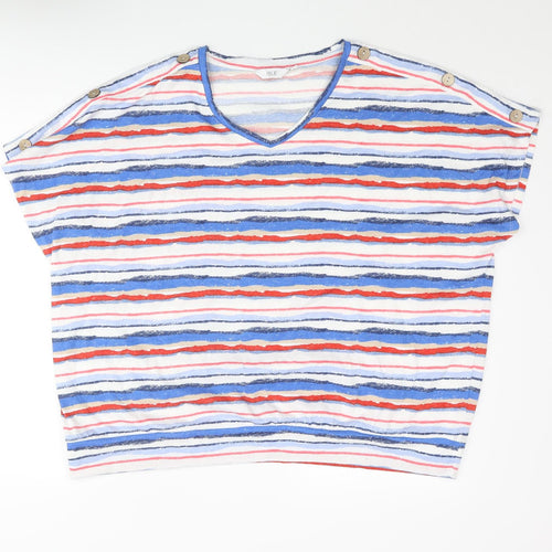 EWM Womens Multicoloured Striped Polyester Basic Blouse Size 18 V-Neck - Button Detail Size 18-20