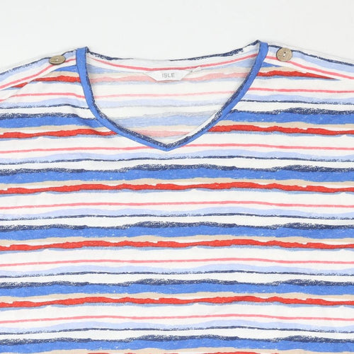 EWM Womens Multicoloured Striped Polyester Basic Blouse Size 18 V-Neck - Button Detail Size 18-20