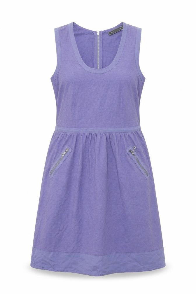 Mint Velvet Womens Purple Cotton Shift Size 8 Scoop Neck Zip - Zip Pockets