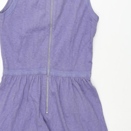 Mint Velvet Womens Purple Cotton Shift Size 8 Scoop Neck Zip - Zip Pockets