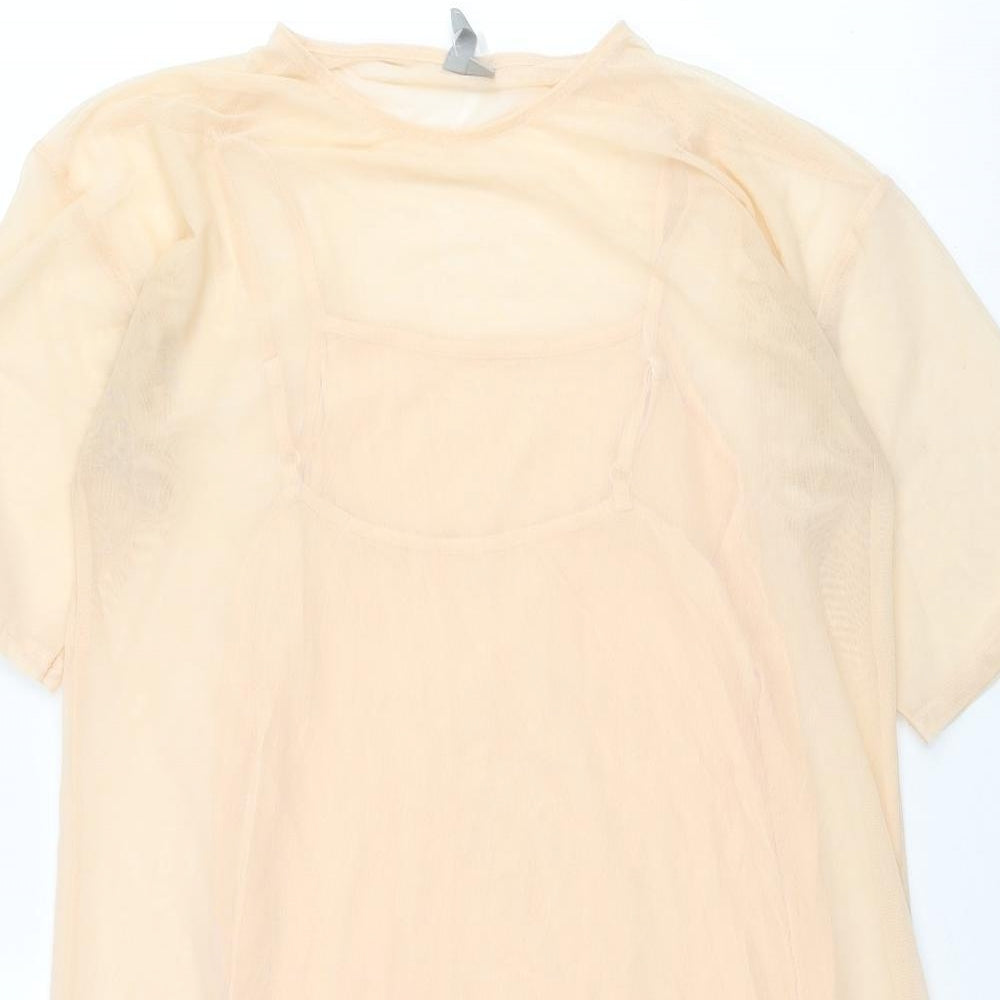 ASOS Womens Beige Polyester Mini Size 10 Round Neck Pullover
