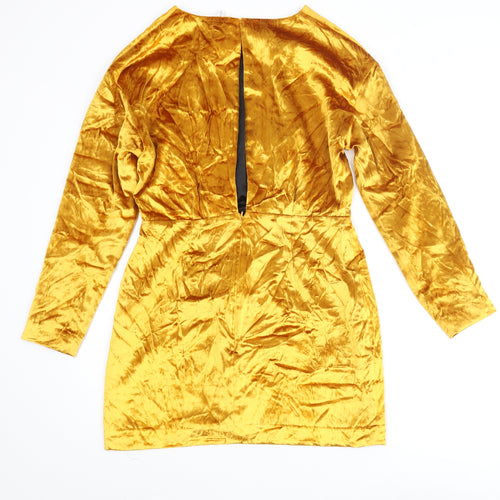 & Other Stories Womens Gold Viscose Mini Size 12 Round Neck Zip