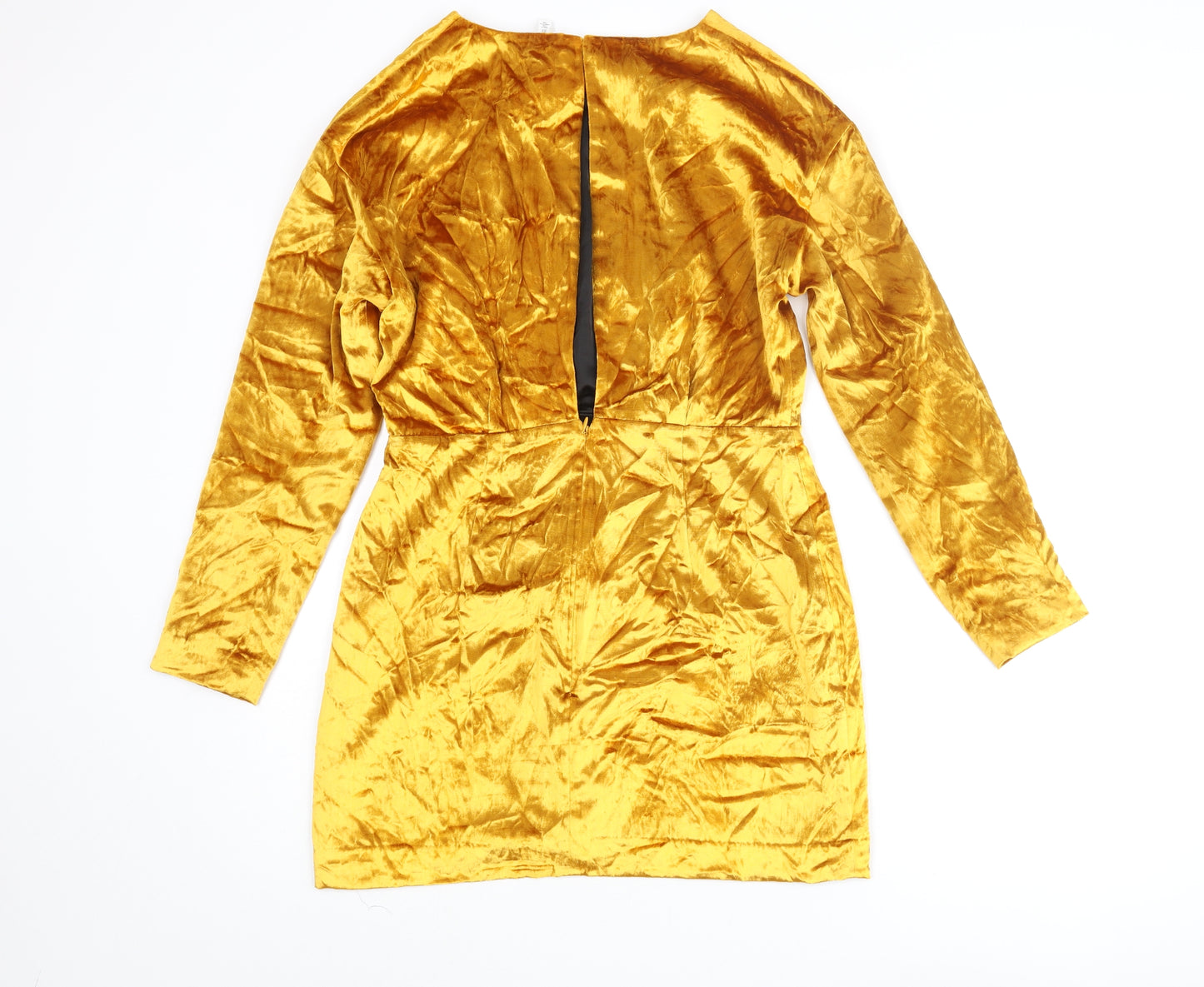 & Other Stories Womens Gold Viscose Mini Size 12 Round Neck Zip