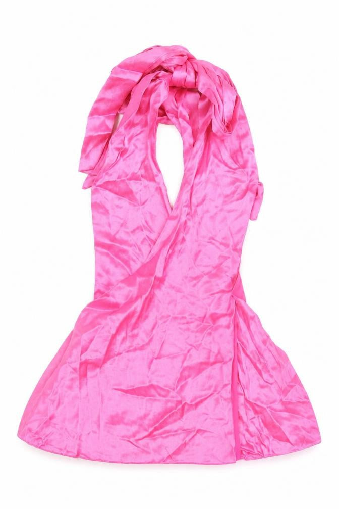 Front view of Zara women’s pink viscose cropped blouse, size M, halter