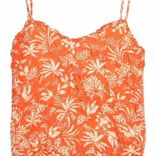 New Look Womens Orange Geometric Viscose Camisole Blouse Size 10 Scoop Neck - Plant Print