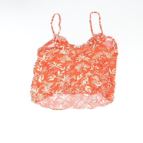 New Look Womens Orange Geometric Viscose Camisole Blouse Size 10 Scoop Neck - Plant Print